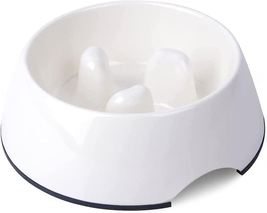 Slow Feeder Dog Bowl Cat Bowl 1/2 Cup Slow Feeding Dog Bowl for Small Medium Breed anti Gulping Healthy Eating Interactive Bloat Stop Fun Alternative Non Slip Puzzle Dog Food Bowl, White
