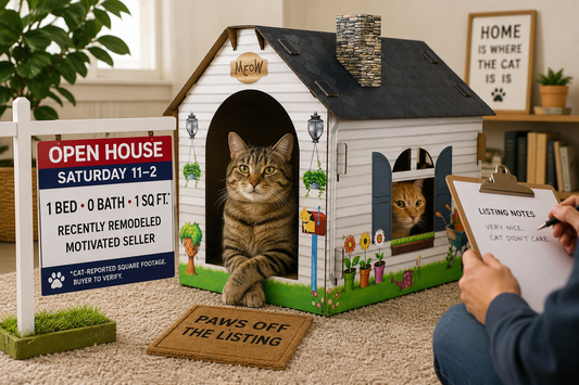 Cardboard Cat House Hideaway with Scratching Pad