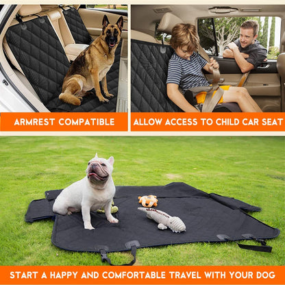Dog Car Seat Cover | Waterproof Bench Seat Protector with Seatbelts | Non-Slip | Fits Most Cars, Trucks & SUVs | Black