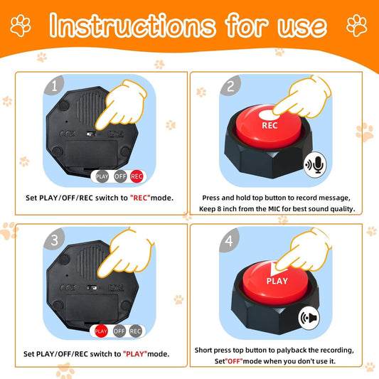 Dog Talking Buttons 8-Pack | "I Have Just Met You, I Love You, I Need a Walk, I Need a Treat" | Recordable Communication Buttons | Train Your Dog to Actually Tell You What They Want