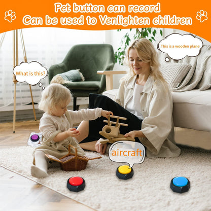 Dog Talking Buttons 8-Pack | "I Have Just Met You, I Love You, I Need a Walk, I Need a Treat" | Recordable Communication Buttons | Train Your Dog to Actually Tell You What They Want