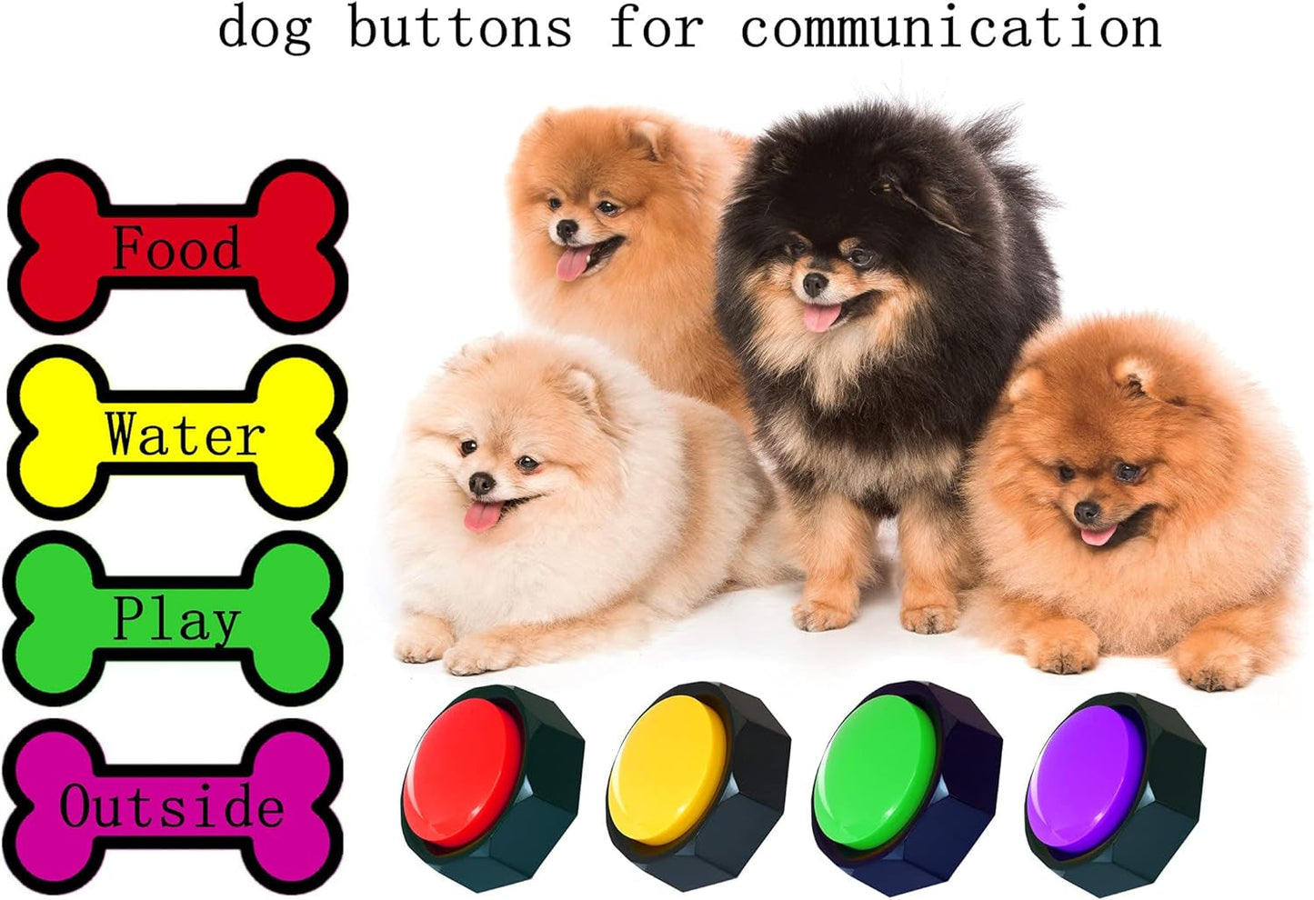 Dog Talking Buttons 8-Pack | "I Have Just Met You, I Love You, I Need a Walk, I Need a Treat" | Recordable Communication Buttons | Train Your Dog to Actually Tell You What They Want