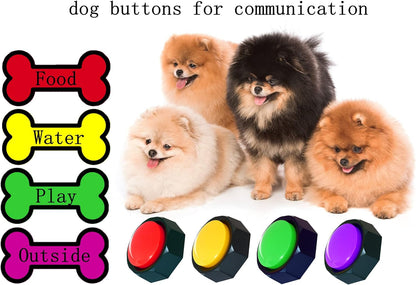 Dog Talking Buttons 8-Pack | "I Have Just Met You, I Love You, I Need a Walk, I Need a Treat" | Recordable Communication Buttons | Train Your Dog to Actually Tell You What They Want