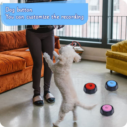 Dog Talking Buttons 8-Pack | "I Have Just Met You, I Love You, I Need a Walk, I Need a Treat" | Recordable Communication Buttons | Train Your Dog to Actually Tell You What They Want