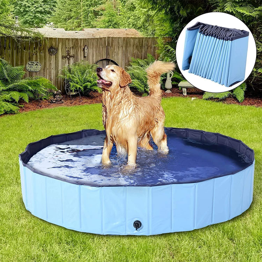 DreiWasser Foldable Dog Pool | "It's Too Hot" — Here's the Cure for the Summertime Blues | 63" Collapsible Anti-Slip Outdoor Pool for Large Dogs | No Inflation Required