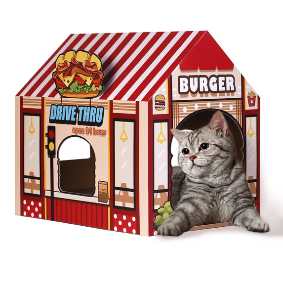 Cardboard Cat Burger Shop House