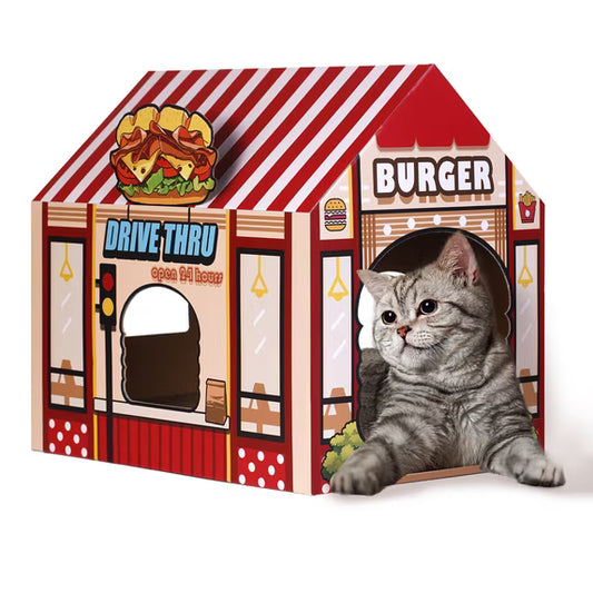 Cardboard Cat Burger Shop House