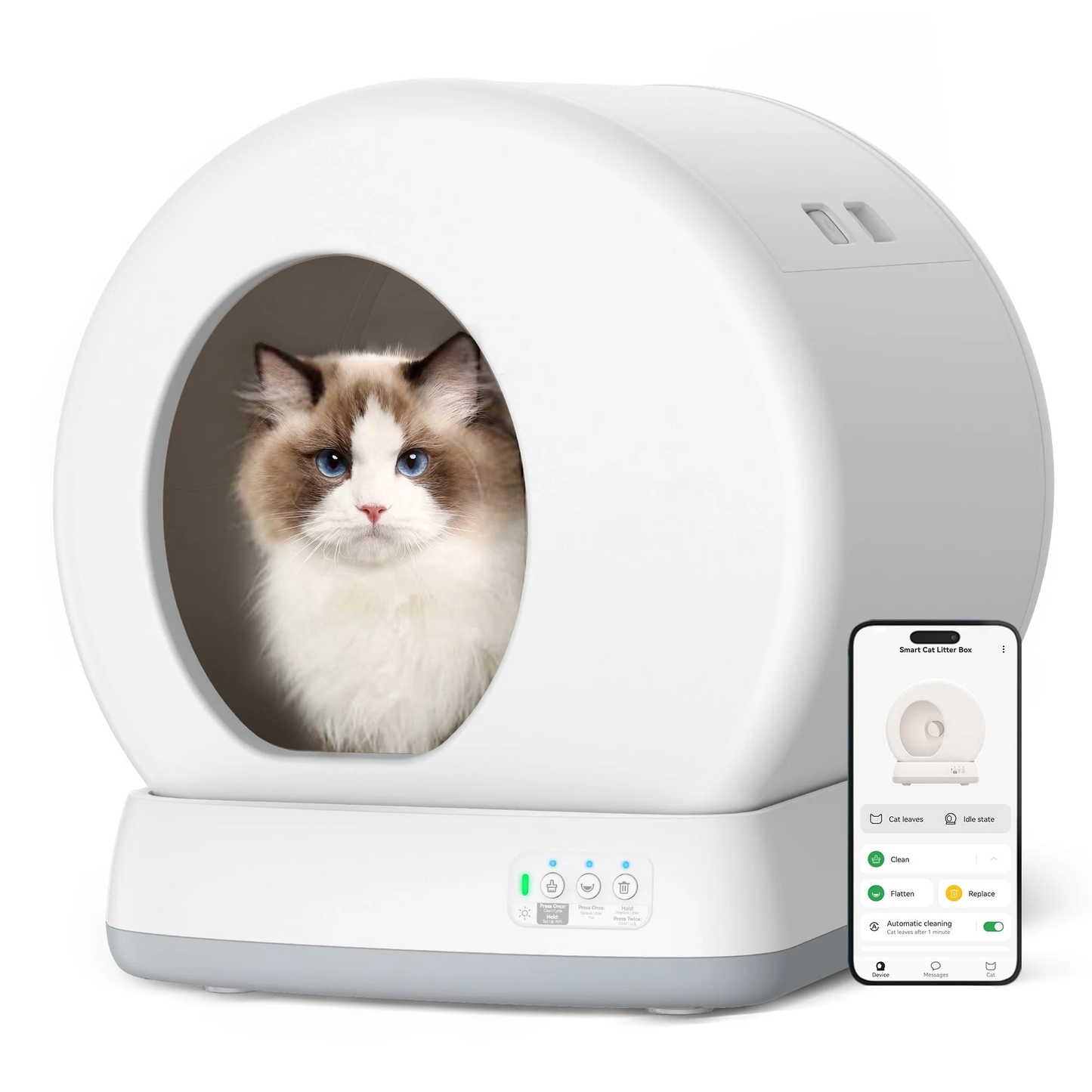Self-Cleaning Smart Cat Litter Box | "You Now Have an App for Your Cat's Bathroom" | Auto Self-Clean, Odor Isolation, Health Monitoring & APP Control | Because of Course You Do